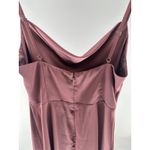 Azazie  A6 Satin Slip Dress – Mauve Pink, Spaghetti‎ Straps, Midi Length Photo 3