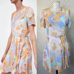 ZARA Dress Allover Floral Print Retro Button Pastel Multicolor Size Medium Photo 1
