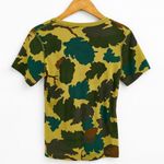 Three Dots  Green Leaf Print T-Shirt Women’s Small Short Sleeve 100% Cotton Camo Photo 2