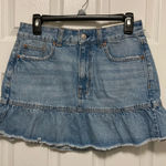 American Eagle  New Super High Rise Light Wash Distressed Denim Mini Skirt Photo 0
