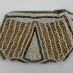Vintage Small Beaded Coin Pouch Delicate Dainty Tan Photo 0