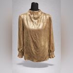 Gold Blazer & Metallic Shirt Set Womens Large Padded Shoulder Statement Outfit Photo 4
