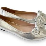 Nina  Silver Bow‎ Ballet Flat Women’s Size UK 5 US 7.5 Metallic Leather Wedding Photo 0