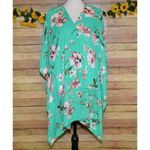 Eleven Oaks Mint Green & Pink Floral Open Front Poncho Cardigan Kimono Ladies M Size M Photo 1