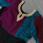 Women Long Anarkali Kurti Black And Multi Color Indian Wedding Dress S Photo 5