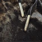 Betsey Johnson  Performance Black Crushed Velvet Cowl Neck Hoodie – Size M Photo 8