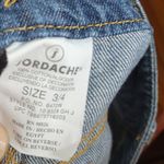 Jordache Blue Denim Mini Skirt with Rhinestone Accents and Raw Hem Size 3/4 Photo 1