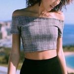 Brandy Melville NEW  Gray Plaid Crop Top Photo 0