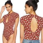Free People Intimately Billie Bodysuit in Terracotta Bird Print NWT Sz XS Photo 1