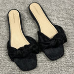 Tuckernuck  Raffia Brit Sandals Womens 8 Black Slip On Slides Bow Knot Flats Photo 0