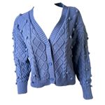 Forever 21 Womens size medium sweater Cornflower blue Cable Panel knit button up cardigan‌‌ Photo 1