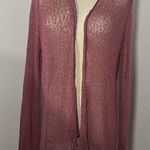 Soft Surroundings Sheer Knit Open Front Cardigan Pink Lightweight OS One Size Photo 0