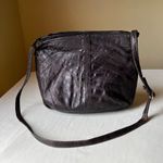 Vintage 90s Brown Genuine Leather Shoulder Bag Boho Festival Crossbody Purse Photo 1