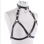 Harness O Ring Punk Black Chocker Festival Bra New Photo 3