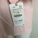 ZARA *NWT* large flowy blouse long sleeve button-up pink v-neck embroidery pleat Photo 4