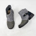 Earth Origins [] Gray & Black Suede Leather Phoenix Zip Buckle Ankle Boots Sz 7M Photo 4
