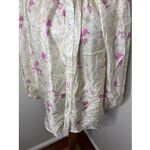Ann Mashburn  Silk Button-front 3/4 Sleeve Cream Pink Floral Blouse Large L Photo 6