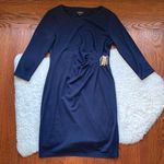 Navy Blue Crewneck Gold Lock 1/2 Sleeve Dress 8P Photo 0