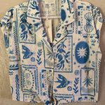 Calypso St. Barth Blue & White Button Up Collared Blouse Tyed Size M Photo 0