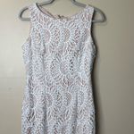 Ivanka Trump White Floral Lace Cocktail Dress with Pink Lining, Size 4 Photo 1