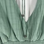 HYFVE  Cropped Top Womens Medium Green Lined Smocked Preppy V-Neck Puff Sleeve Photo 9