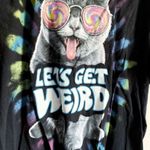 ODM Crazy Hippie Cat Tie Dye Graphic TShirt XL Black Photo 1