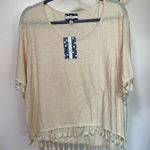 COMME TOI Cream Relaxed Boxy 3/4 Sleeve Blouse 50%cotton 50%linen White Size L Photo 0