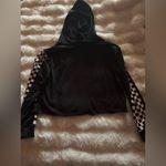 Heart Hips Black Hoodie with Checkered Sleeves Photo 1