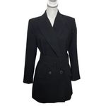 ZARA Belted Blazer Dress Women’s Size Medium Black Double Breasted Short Photo 2