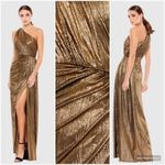 Mac Duggal  26537 Womens Draped One Shoulder Grecian Metallic Gown Dress Photo 3