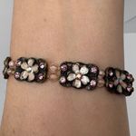 Pretty Hippie Flower‎ Bracelet Pink Rhinestone Stretch Costume Jewelry Photo 6