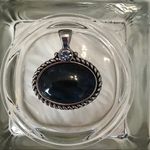 Lia Sophia  pendant silver tone setting with blue oval shaped stone Photo 0