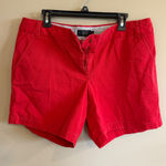 J.Crew  Chino Shorts Red Women Size 16 Flat Front Casual Everyday Photo 0