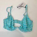 VDM The Label Swim Heidi Bikini Top in Mint Check Photo 2