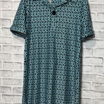 Aryeh  Teal and Black Abstract Dress size Large with optional sash‎ for cinching Photo 0