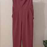 EXPRESS Burgundy Strapless Jumpsuit Photo 0