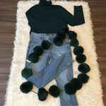 Boutique Hunter Green Shimmer Faux fur Ball Scarf Photo 1