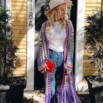 Multi Colored Knitted Kimono Purple Photo 3