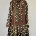 Banana Republic  FOULARD SILK BOW DRESS Olive Brown Polka Dot Dress women’s 4T Photo 0
