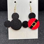 🎅🖤 Santa Belt Mouse Earrings | Gold Tone Accents ✨ Red Photo 2