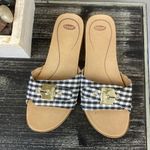 Dr. Scholls  Black & White Plaid Gingham Flat Slide Shoes 7 Photo 1