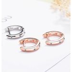 Boutique NEW Unisex 14k Rose Gold S925 Huggie Hoop U‎ Shape Simulated Diamond Earrings Photo 7