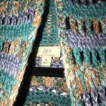 J. Jill hand crochet M 3 button sweater. Multi color foldable collar. Green Size M Photo 3