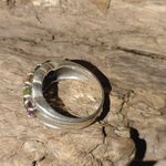 Vintage Marcasite Sterling Silver 925 Ring Prong Multi Colored Gemstones Stamped Photo 6