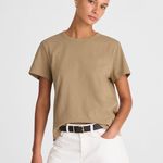 Madewell NWT Cotton Perfect Crewneck Sagebrush T-shirt Small stain Sz XXS Photo 0