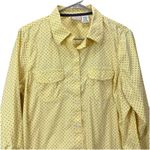 LL Bean Yellow Blue Polka Dots Long Sleeve Button Up Shirt Size LARGE Photo 2