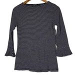 Lauren RL Black White Stripe Crew Neck Tunic Top Womens Size M 3/4 Bell Sleeve Size M Photo 0