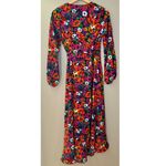 Anna Kay Floral Long Sleeve Ruffle Hem Maxi Wrap Dress Red Size 2 Photo 3
