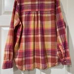 Lucky Brand  Women's Pink & Yellow Plaid Shirt Size L Boyfriend Button Down Top Photo 4
