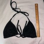 SheIn  Sheer Black Lace Dress, Long Sleeve Low Cowl Front With Triangle Top Small Photo 6